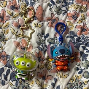 Toy story and lilo and stitch keychain Set - Green and Blue